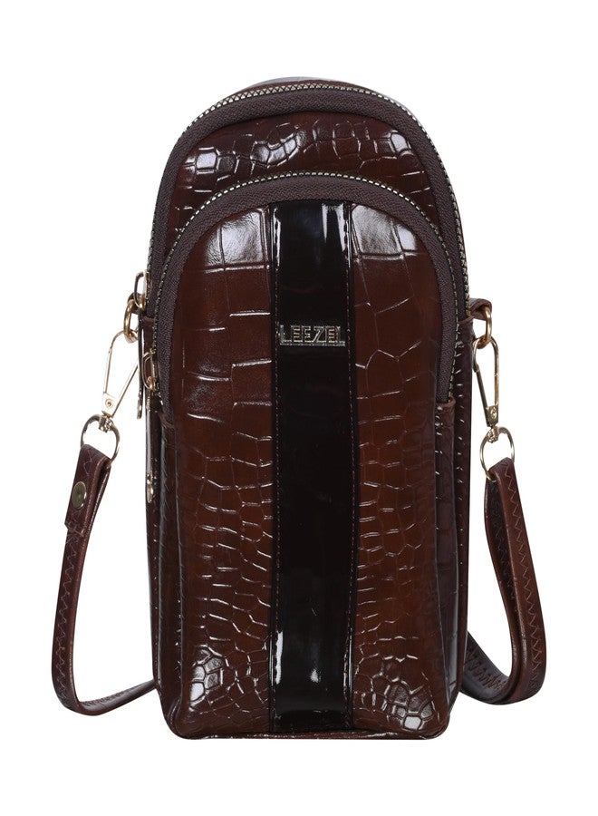 LEEZEL Small Crossbody Shoulder Sling Purse Messenger Bags for Women Mobile Cell Phone Holder Pocket Purse Wallet with Adjustable Strap (BROWN) - Image 1